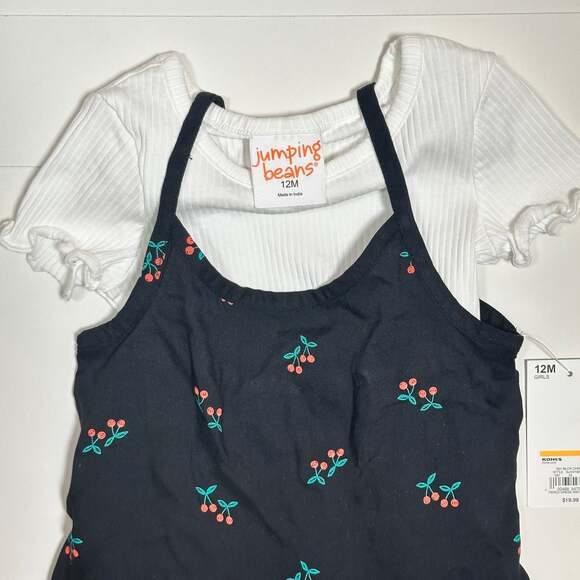 NWT Jumping Beans Baby Girl 2-Piece Tiered Cherry Dress & Rib Tee Set Size 12M - Picture 2 of 7